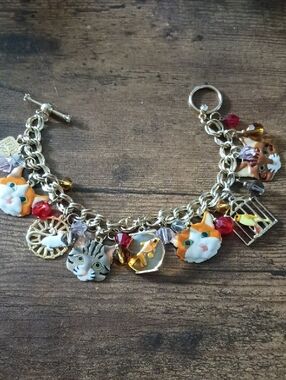 Lunch at the Ritz Cat Charm Bracelet, retired , so cute!